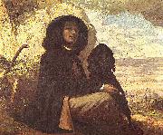 Gustave Courbet Selfportrait with black dog china oil painting artist